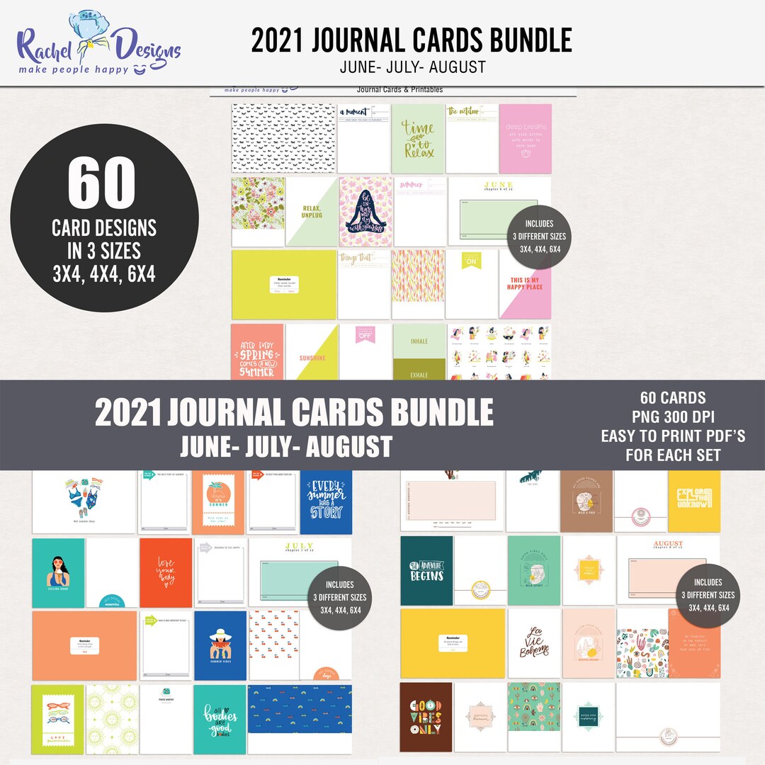Printable Digital Journal Cards, Digital Pocket Cards, Project Life