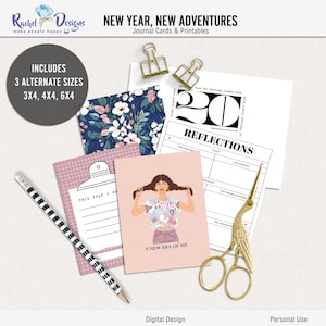 Carte di giornale stampabili per nuove avventure di Capodanno, Carte tascabili digitali di Capodanno, Carte di giornale stampabili di Capodanno, Carte di giornale digitali di Capodanno