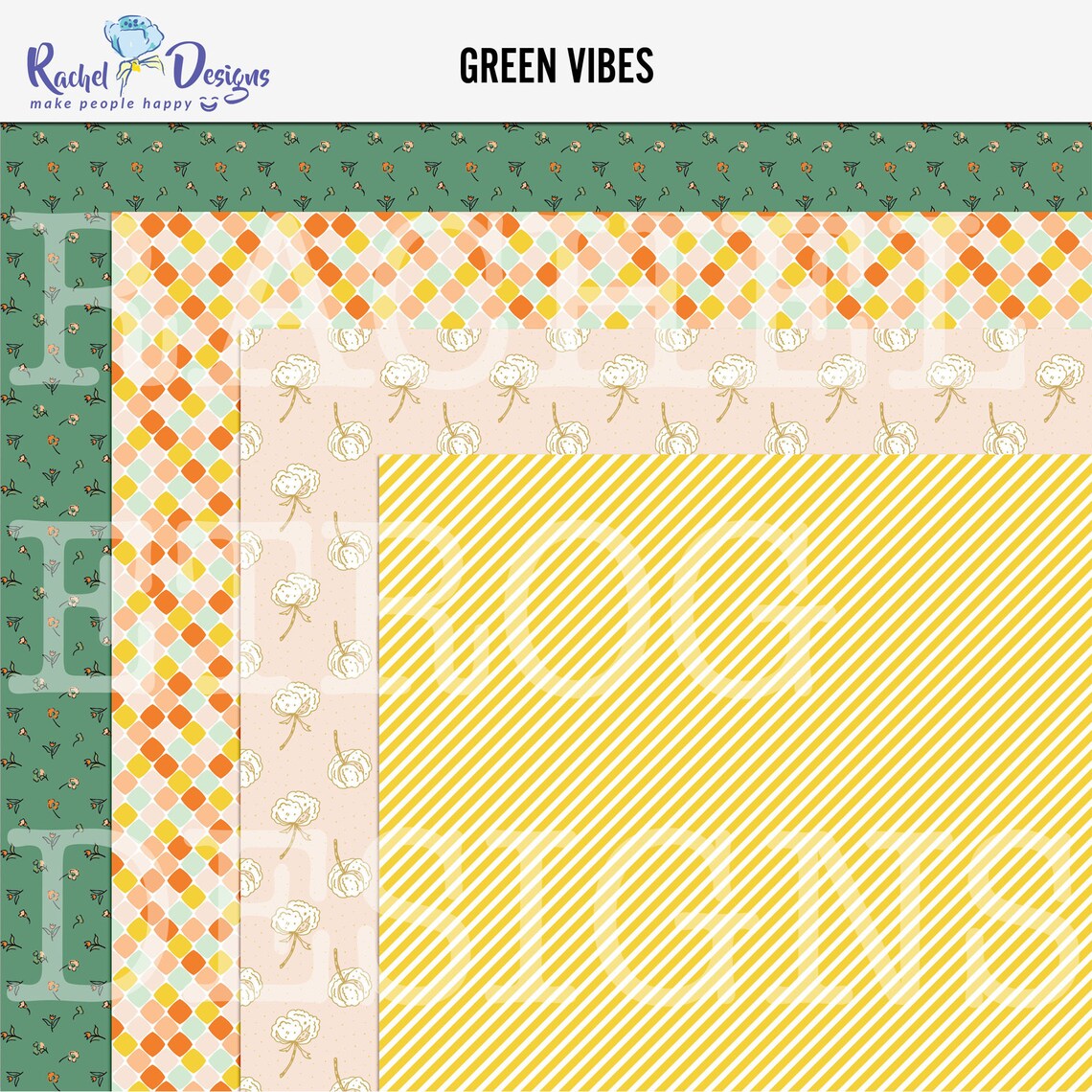 Green Vibes Digital Scrapbook Kit, Digital Ecology Theme Mix Media ...