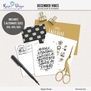 December vibes digitale dagboekkaarten, afdrukbare pocketkaarten, afdrukbare projectleven van december, digitale december-geheugenkaarten