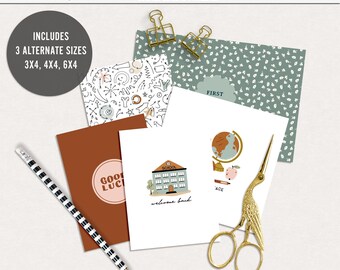 Welcome back digital journal cards, School printable pocket cards, School journal cards printable, School Days printable journal cards