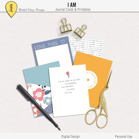 Feminine digital journal cards, I AM feminine digital project life, Feminine printable journal cards, Feminine printable motivation cards
