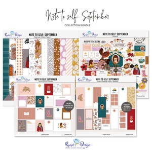Anteckning till mig själv Digital scrapbookingsamling för september, Digitala höstelement och papper, Utskrivbara kort, Digitala TN-inlägg och mallar