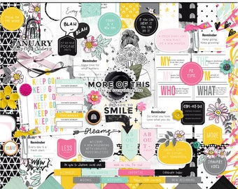 Note to self January digital scrapbooking kit, January printable pattern papers, Digital abstract papers, Digital january mix media elements