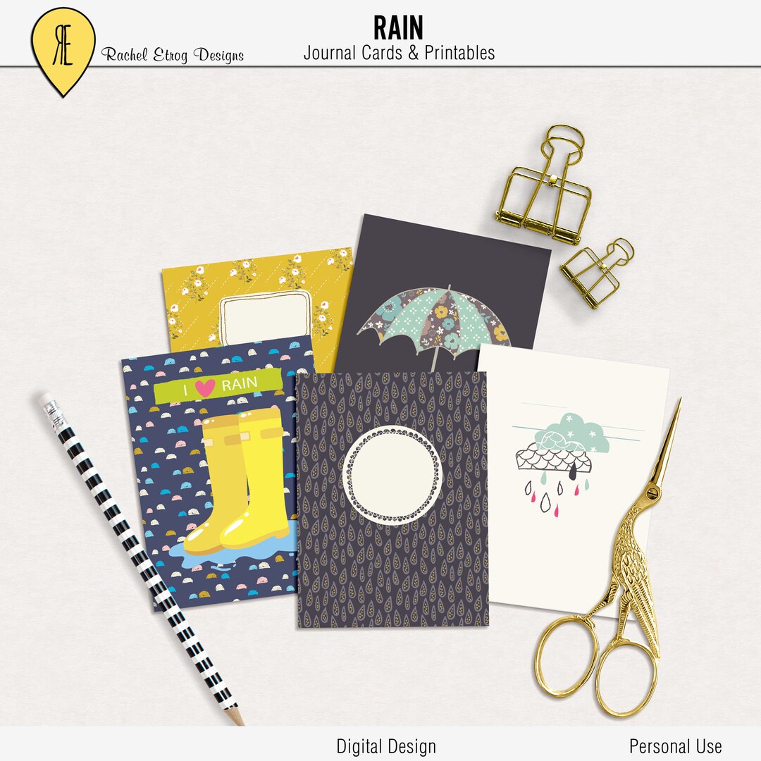 Rain - Journal Cards - Instant Download - Printable Journaling Cards ...