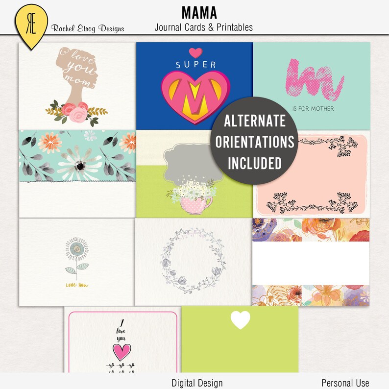 Mama Journal Cards Instant Download Printable journaling cards for Project Life and digital scrapbooking image 3