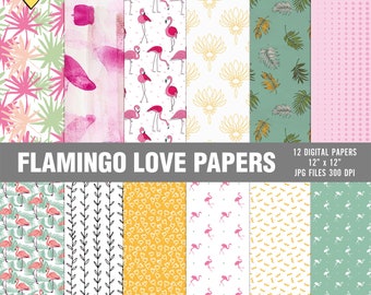 Flamingo wrapping paper, Flamingo party decor, Flamingo printables, Flamingo printed papers, Tropical wrapping paper, Birthday gift wrap