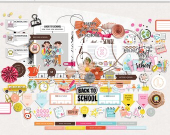 School rules digital scrapbooking elements, School mixed media digital elements, School printable elements, School hybrid elements