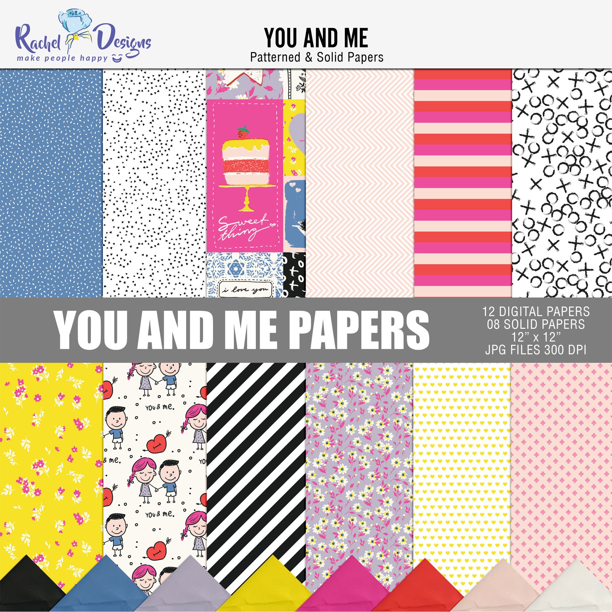 You and Me Digital Scrapbooking Kit, Digital Valentine's Elements ...