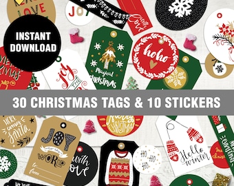 Christmas Tags, Instant Download, printable christmas tags, DIY christmas tags, christmas gift tags, digital christmas tags, tags, PDF