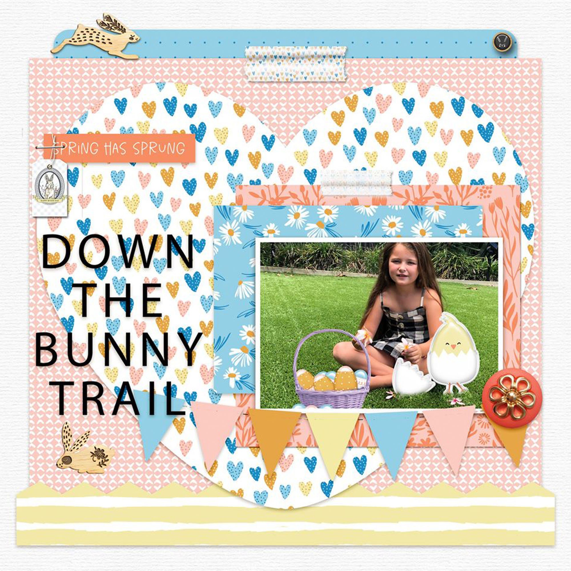 Happy Bunny Day Digital Scrapbooking Kit, Printable Bunny Paper Pack ...