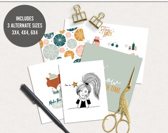 January Vibes digital journal cards, Printable pocket cards, January printable project life, Digital winter memory keeping cards