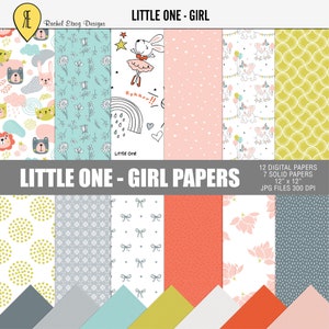 Baby girl printable digital paper pack, Baby girl digital scrapbook papers, Nursery digital papers, Baby printable papers, Newborn papers