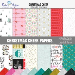 Christmas cheer digital scrapbooking papers, Christmas printable papers, Christmas digital craft papers, Printable christmas papers