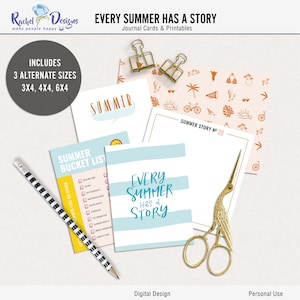 Every Summer Has A Story digital journal cards, Printable digital pocket cards, Summer printable project life, Digital summer pocket cards