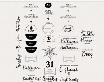 Sellos y pinceles digitales de historias de Halloween, Sellos digitales para manualidades, Cliparts digitales de Halloween, Pinceles para sellos de photoshop de Halloween