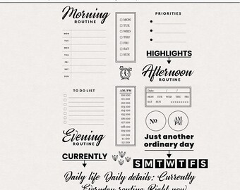 Everyday routine digital stamps and brushes, Digital craft stamps, Digital everyday cliparts, Everyday photoshop craft stamps brushes