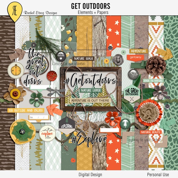 Holen Sie Sich Outdoor S Digital Scrapbooking Kit Natur Verpackung Papiere Natur Gedruckt Papier Mix Scrapbooking Elemente Scrapbooking