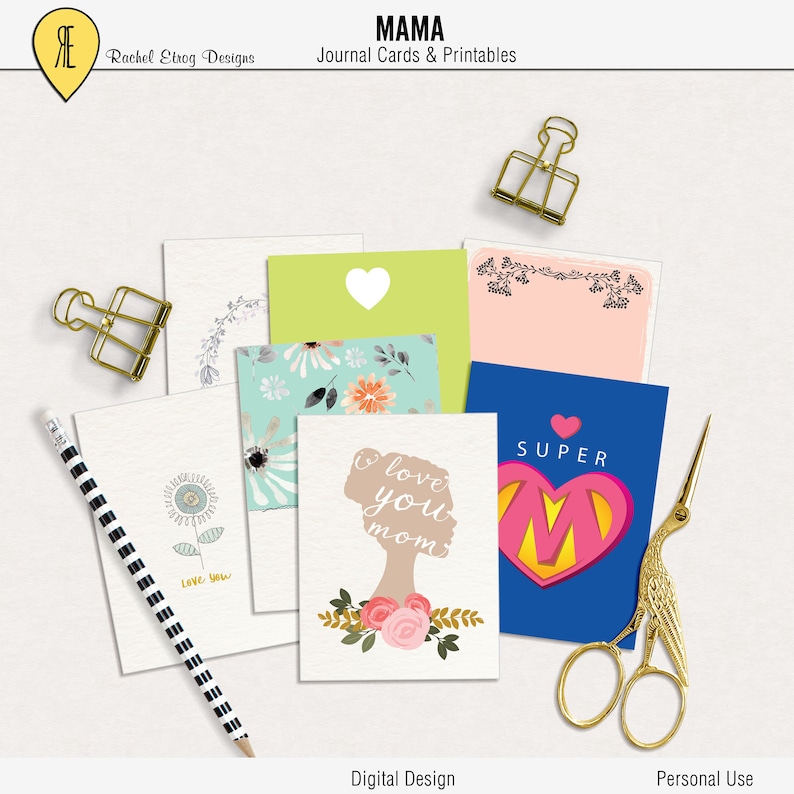 Mama Journal Cards Instant Download Printable journaling cards for Project Life and digital scrapbooking image 1