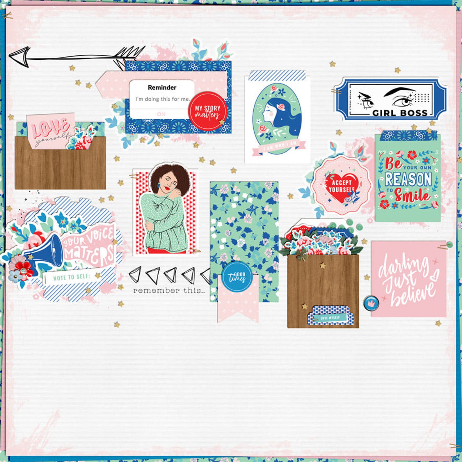 Note to Self March Digital Scrapbooking Elements, March Printable ...