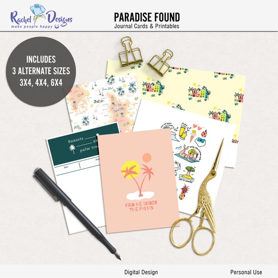 Paradise Found Digital Journal Cards. Printable Tropical Pocket Cards,  Digital Tropical Paradise Project Life, Tropical Summer Digital Cards -   Singapore