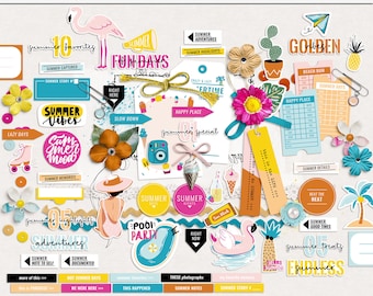 Every Summer Has A Story digital scrapbooking elements, Summer hybrid elements, Printable summer elements, Mixed media summer elements