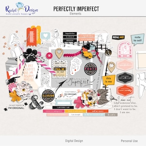 Perfectly imperfect digital scrapbooking elements, Mix digital scrapbooking elements, Self love elements, Modern feminine scrapbook elements