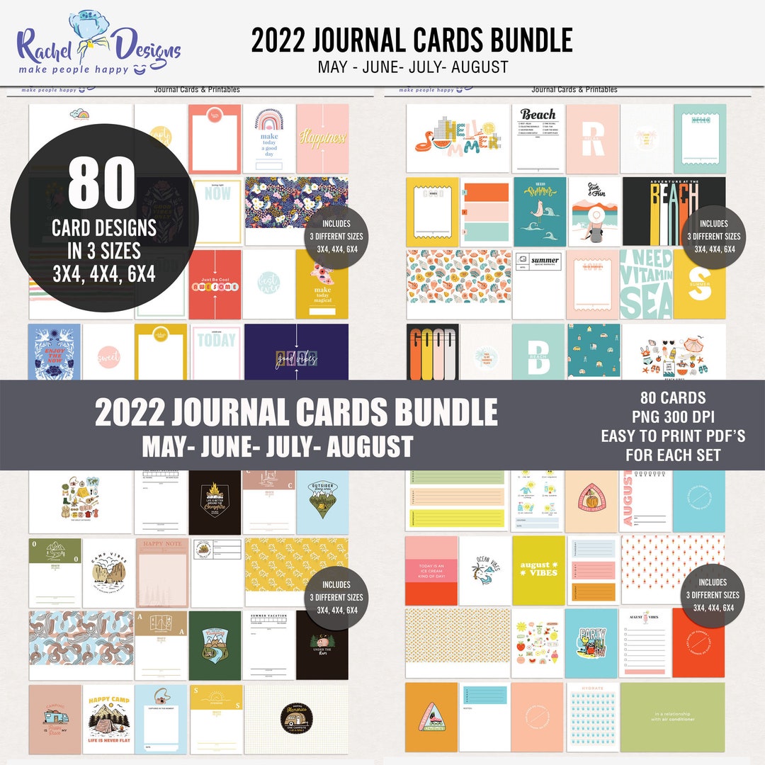 Printable Digital Journal Cards, Digital Pocket Cards, Project Life