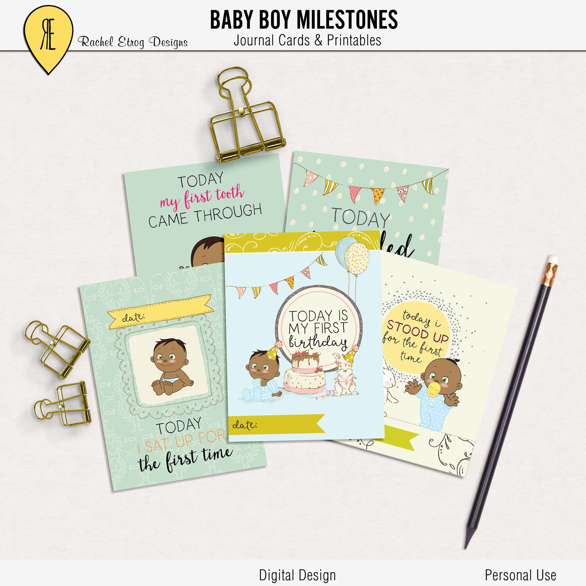 Baby Boy Printable Milestone Project Life Cards Baby Boy - Etsy