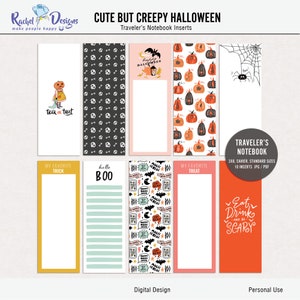 Cute but creepy halloween digital traveler&#39;s notebook, Printable halloween traveler&#39;s notebook papers, Halloween traveler&#39;s notebook papers