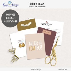 Cartes journal numériques Golden Pears, vie de projet imprimable automne, cartes automne poche numériques, cartes automne numériques automne et cartes automne