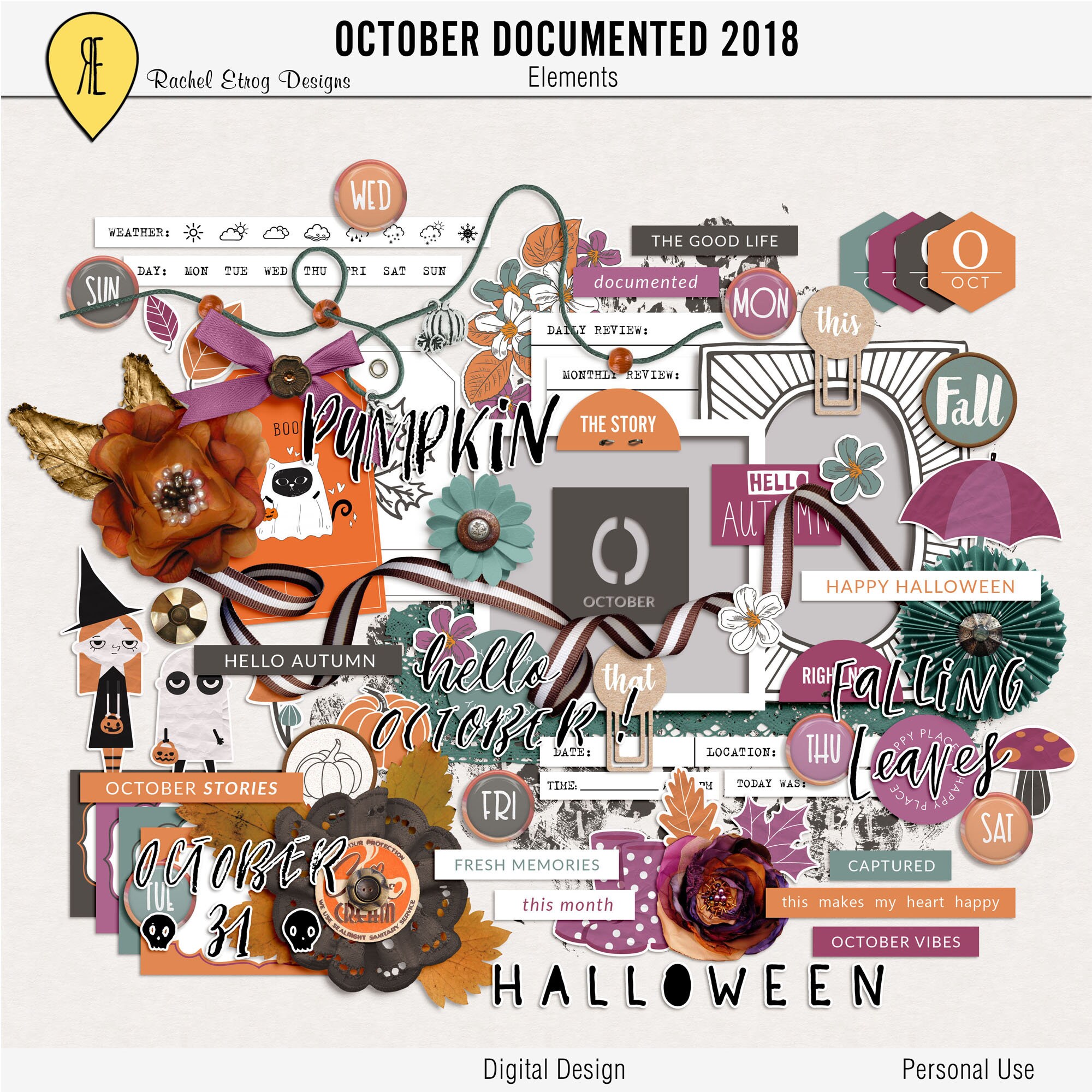 Download October Digital Scrapbooking Kit Autumn Digital Scrapbooking Etsy