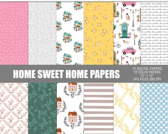 Home sweet home digitales Papier, bedruckbare Papiere, Familienpapiere, digitale Papiere, digitale Papiere