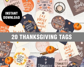 Thanksgiving Tags, Instant Download printable thanksgiving gift tags, Thanksgiving decor, Give thanks tags, Thanksgiving Party Printables