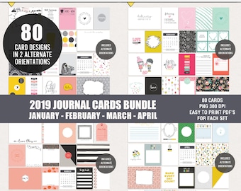 Printable digital journal cards, Digital pocket cards, Project life printables, Bundle journal cards printables, Instant download cards