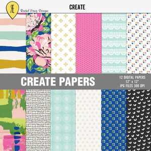Create digital papers pack, Printable abstract papers, Digital scrapbooking papers, Digital abstract papers, Floral digital scrapbook papers