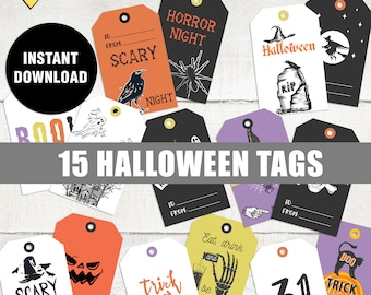 Halloween digital gift tags, Halloween printable gift tags, Printable Halloween gift tags, Halloween digital tags, Gift halloween tags