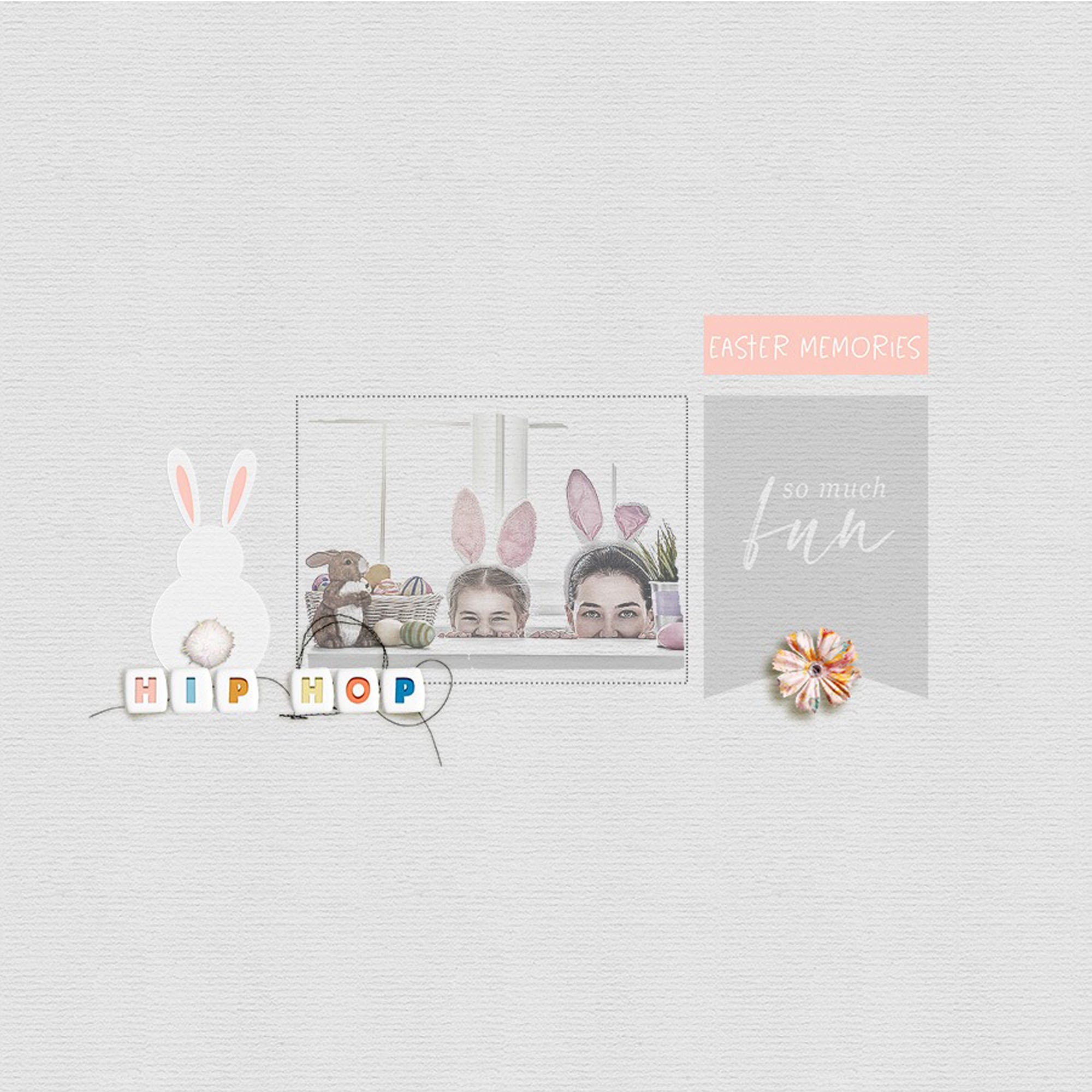 Happy Bunny Day Digital Scrapbooking Kit, Printable Bunny Paper Pack ...