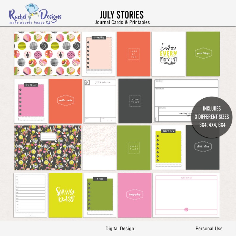 Printable Digital Journal Cards Digital Pocket Cards Project Etsy