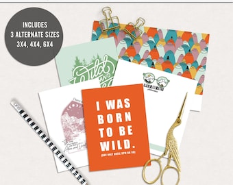 Wild and free digital journal card, Travel Printable cards, Boho digital project life printable, Boho travel printable, Boho card printable