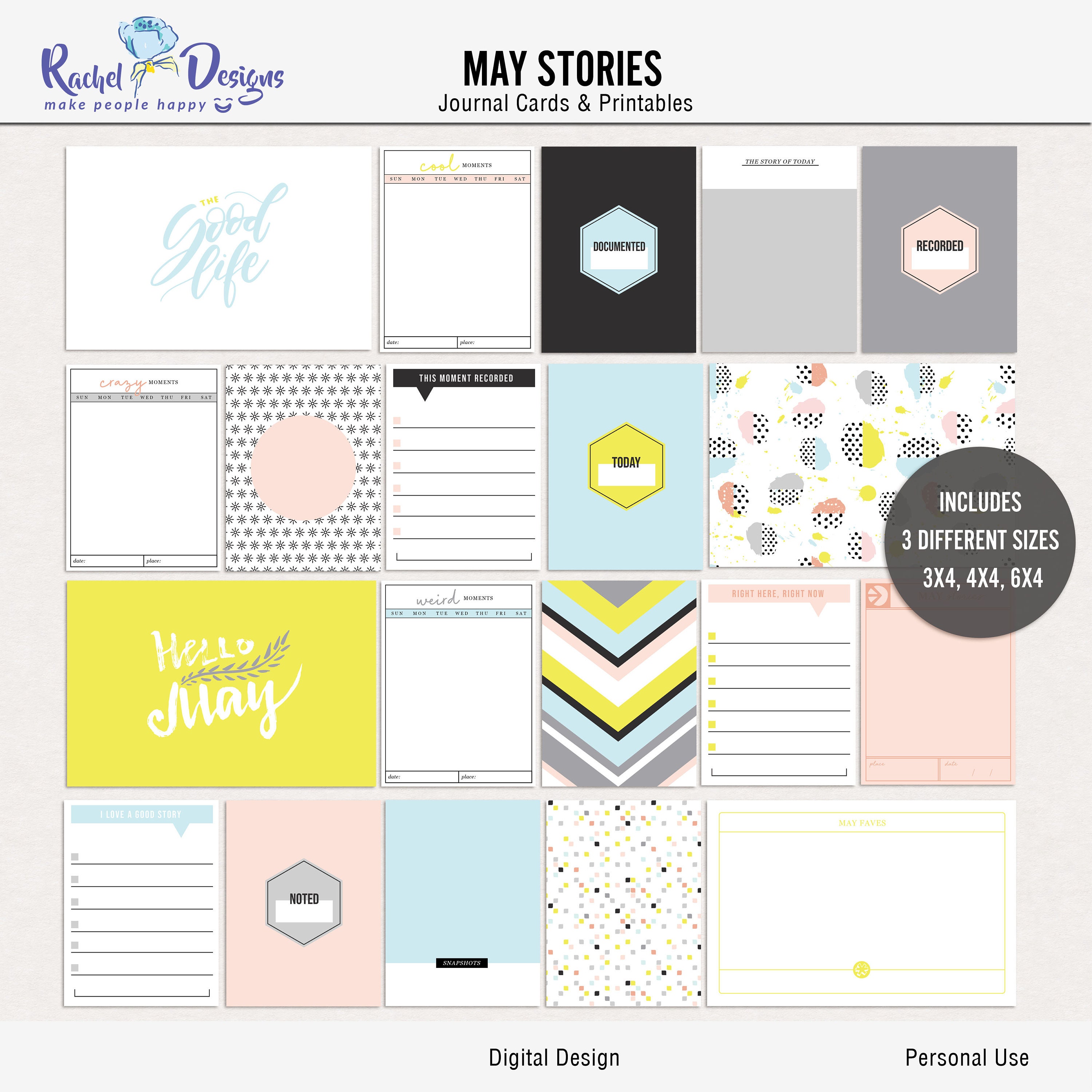 Printable Digital Journal Cards Digital Pocket Cards Project Etsy