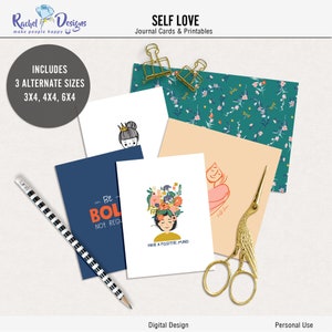 Cartões de bolso digitais de amor próprio para impressão, Cartões de diário de amor próprio digitais, Vida de projeto de amor próprio para impressão, Cartões de bolso imprimíveis para meninas