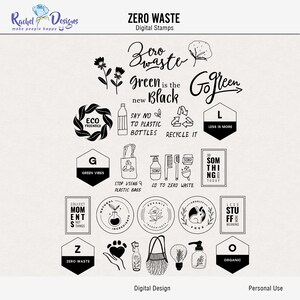 Null-Abfall-Digitalstempel und -Pinsel, Bastelstempel zum Thema Digitale Ökologie, Digitale Recycling-Cliparts, Photoshop-Stempelpinsel für Dokumente