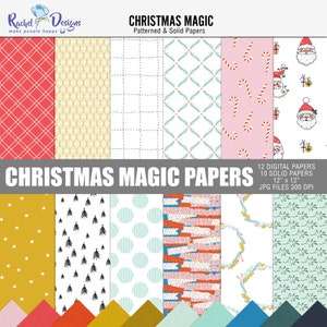 Christmas magic digital scrapbooking papers, Christmas printable papers, Christmas digital craft papers, Printable christmas papers
