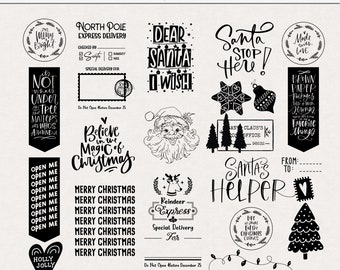 Dear Santa digital stamps and brushes, Digital christmas craft stamps, Digital christmas cliparts, Christmas photoshop stamps brush