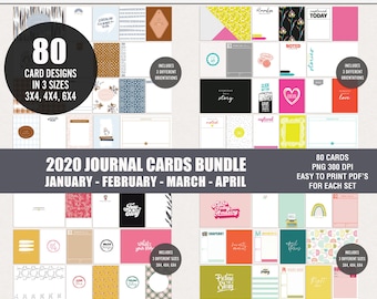 Printable digital journal cards, Digital pocket cards, Project life printables, Bundle journal cards printables, Instant download cards