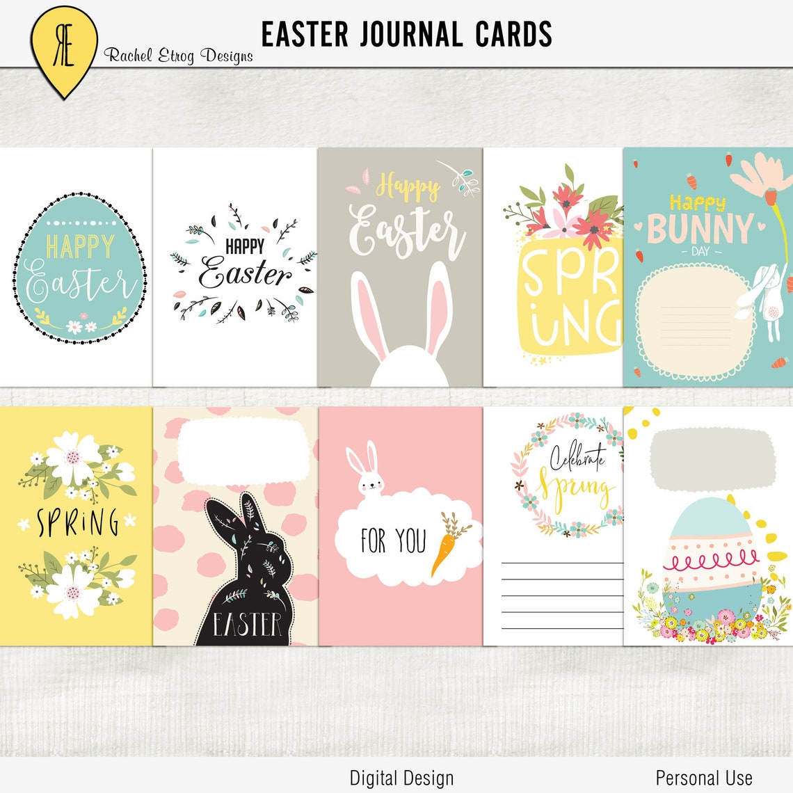 Easter Digital Journal Cards, Printable Easter Journal Cards, Digital ...