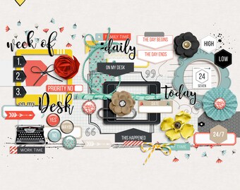 Everyday digital scrapbook elements, Digital scrapbook embellishment, Digital scrapbook elements, Digital mixed scrapbooking elements