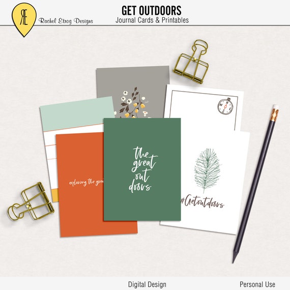 Get Outdoors digital journal card, Nature Printable cards, Get Outdoors digital project life printable, Nature project life printable