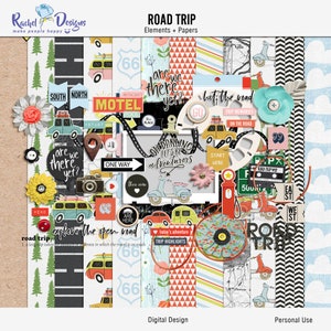 Road Trip Digitale Scrapbooking Kit Reise Scrapbooking Etsy